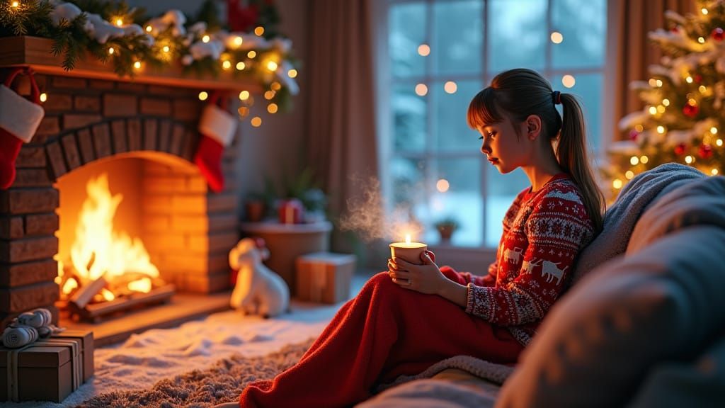 Cozy Christmas Eve by the Fireplace