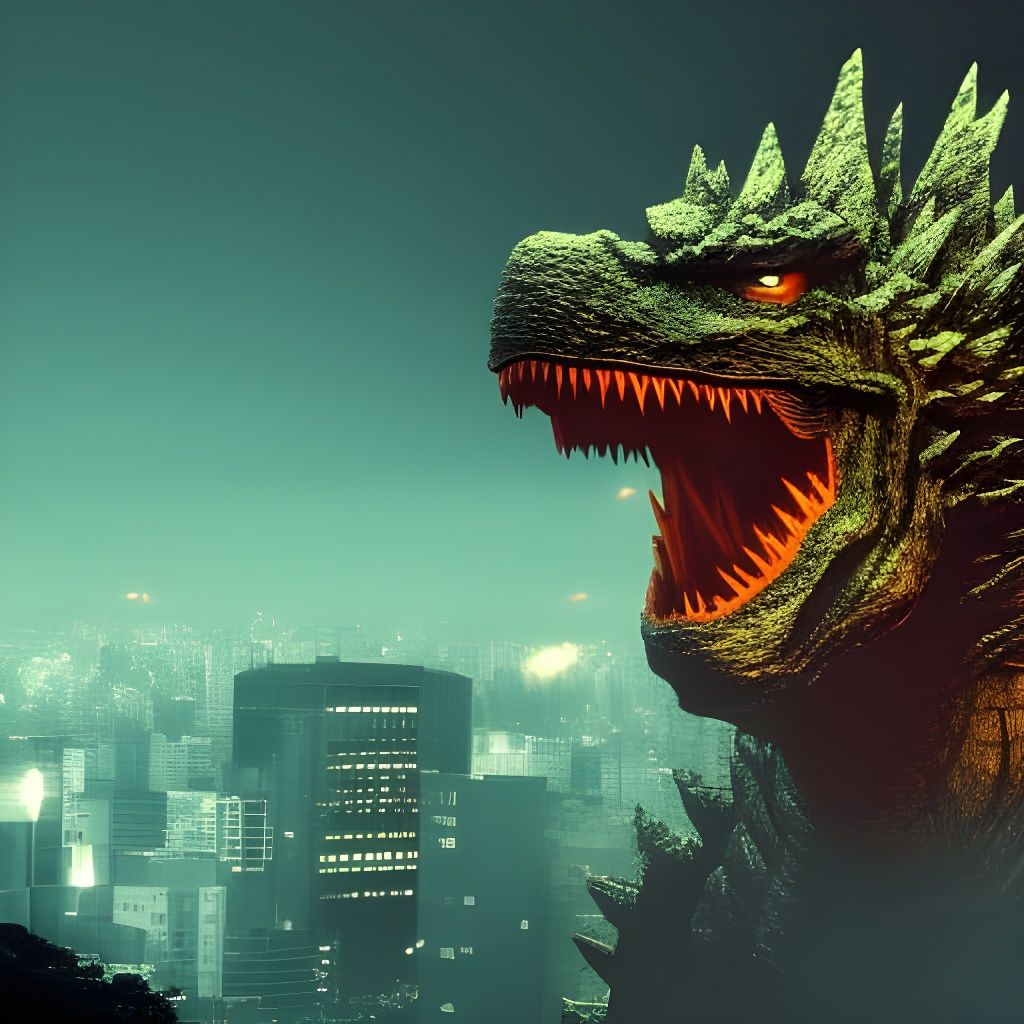 Godzilla's Tokyo Rampage: Surreal Photorealistic Destruction