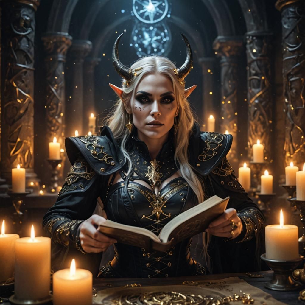 Female Necromancer in Golden Star Corset