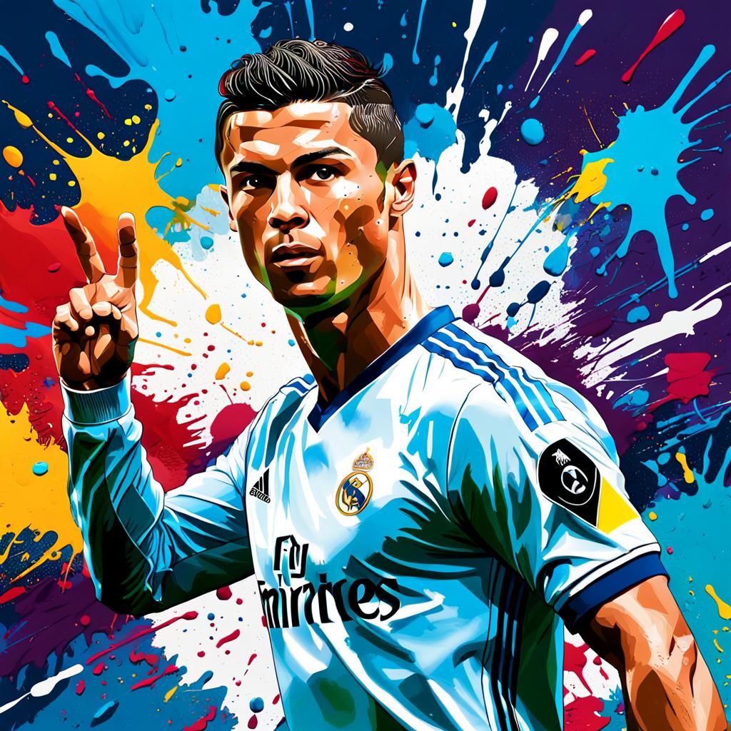 Cristiano Ronaldo Scores: Hyperrealistic Splash Art