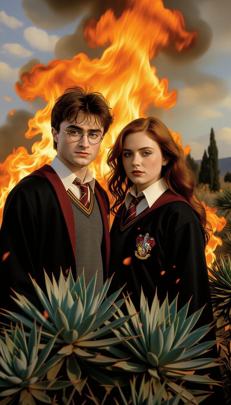Harry Potter and Ginny Weasley in Surreal Flames