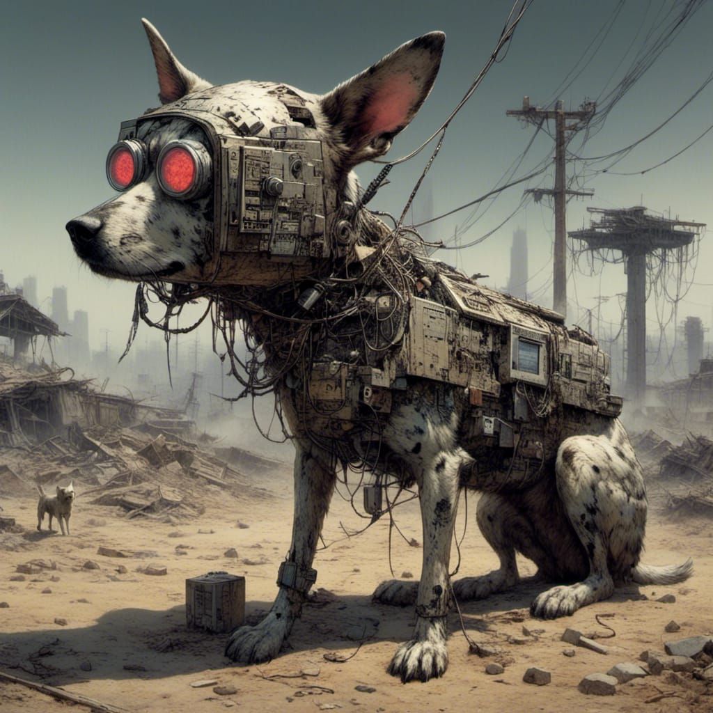 Futuristic Cyborg Dog with Retro Tech