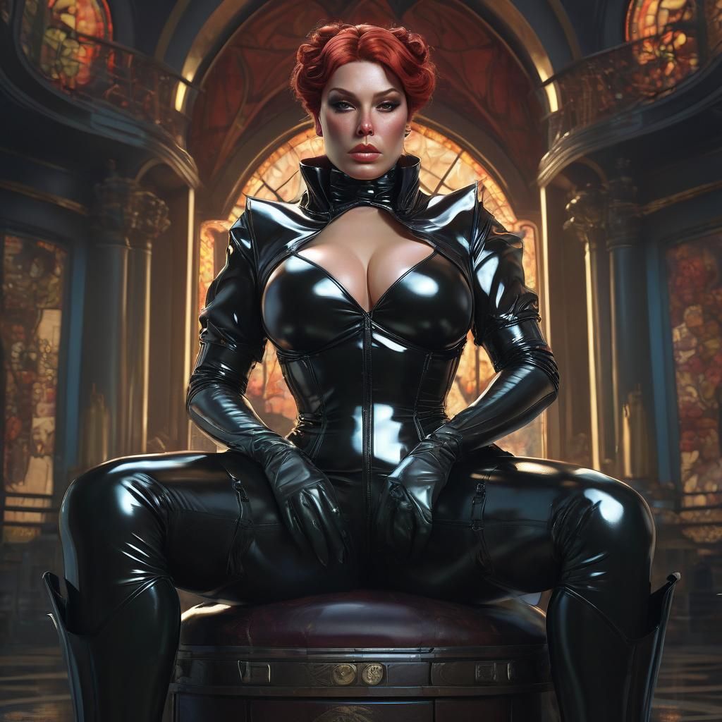 Overweight Woman in Latex: Hyperdetailed Portrait