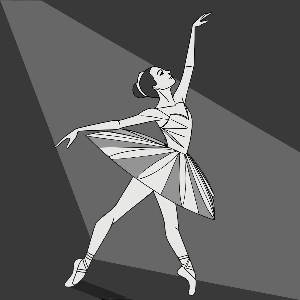 Origami Ballerina in Dramatic Black and White