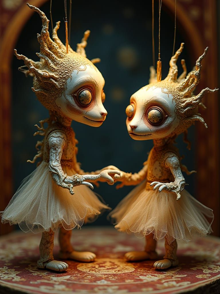 Marionettes - Purpleheartwood Anigre, Embodied Ivory-White Bloodwood