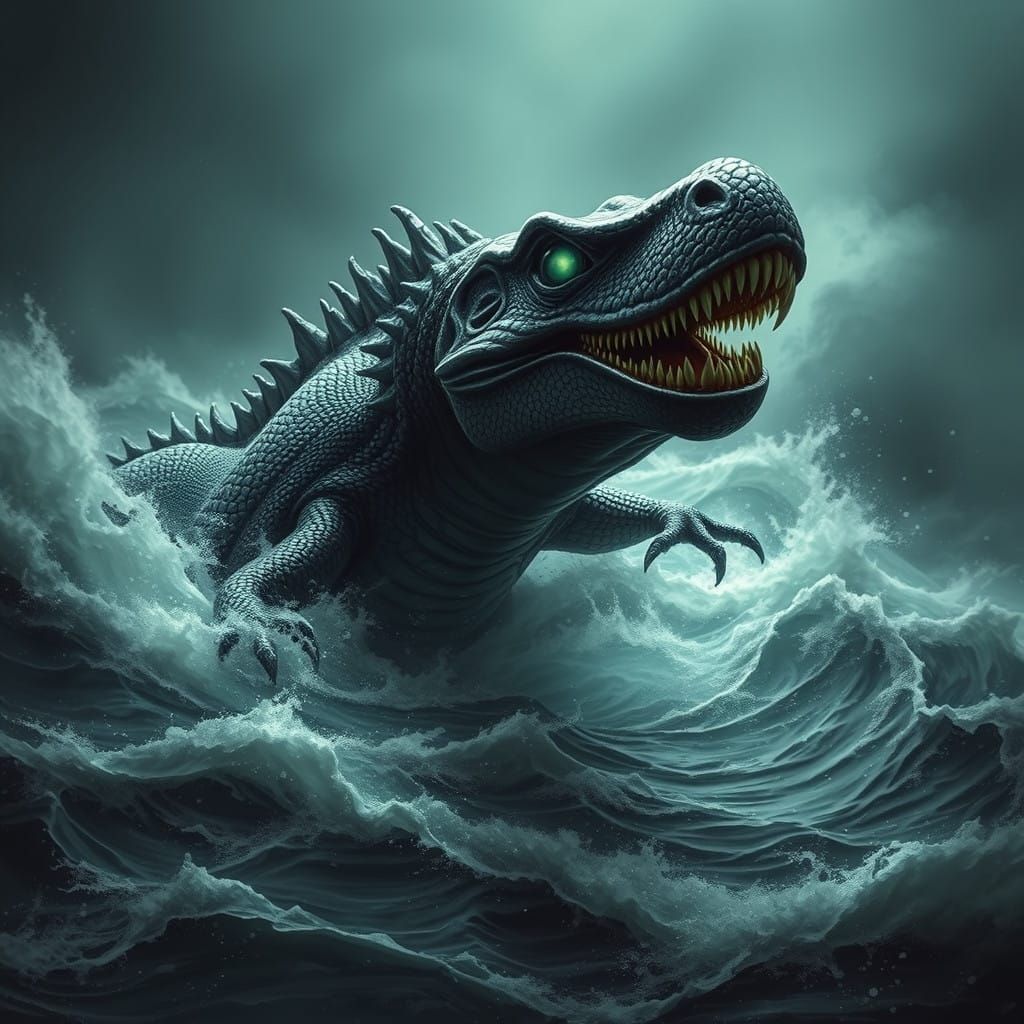 Dark Biomechanical Aquatic Scene