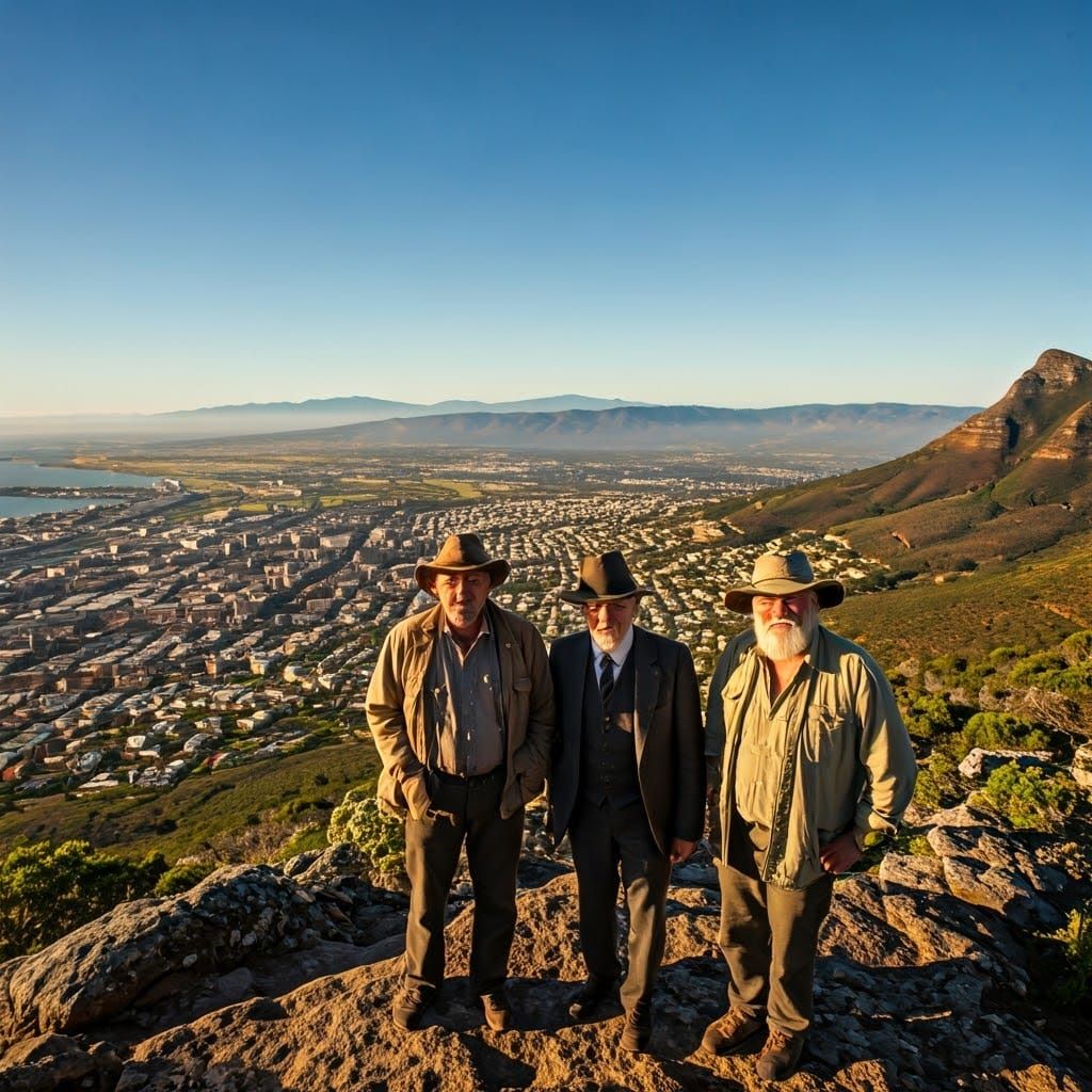 Three Men Gaze Out at Cape Town's Breathtaking Vista
