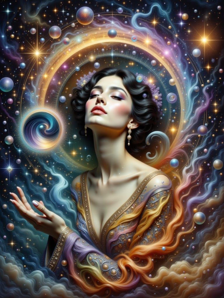 Celestial Goddess in Art Deco Style