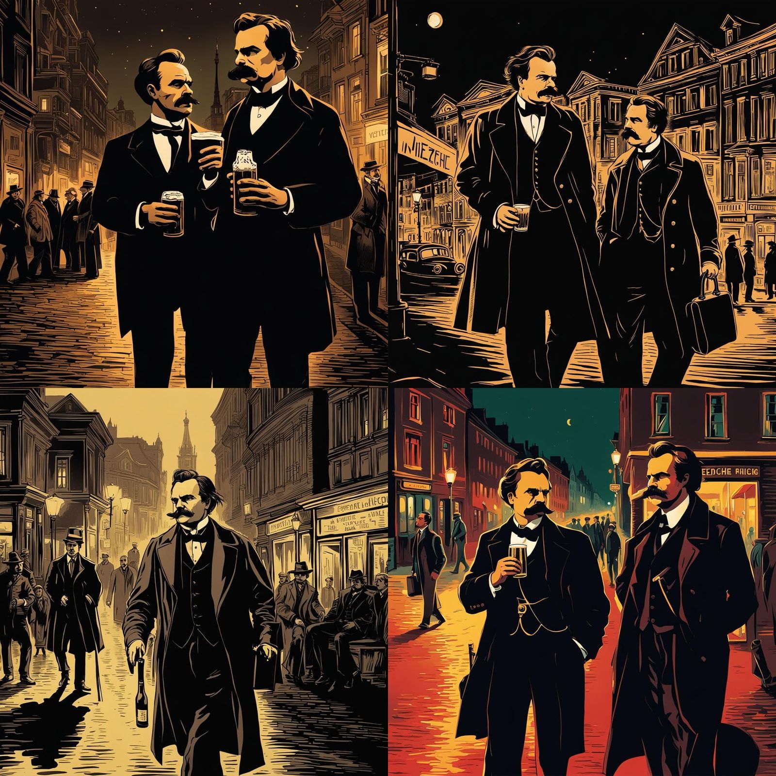 Philosopher Converses Under City Lights