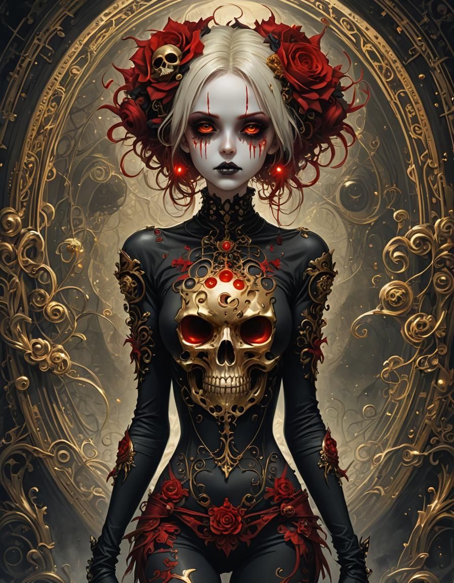 Goth Punk Girl Portrait with Bioluminescent Details