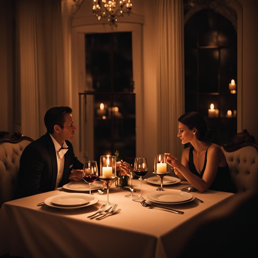 Intimate Candlelit Dinner at Upscale Restaurant