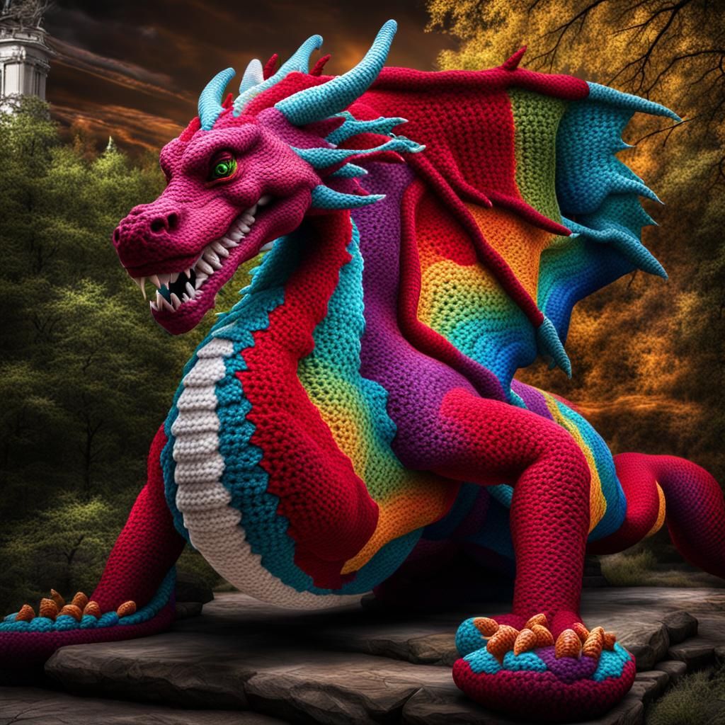 Stunning Crochet Dragon with Intricate Details