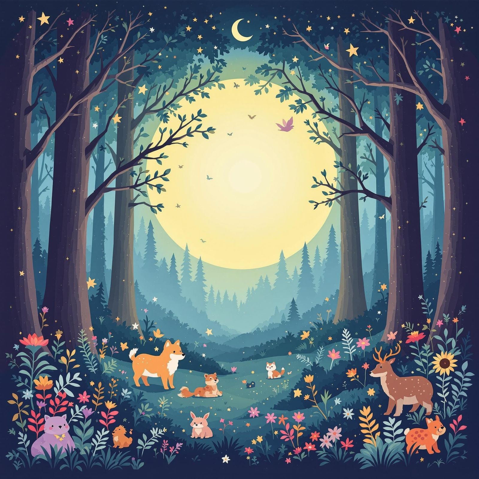 Magical Forest Scene on Midsummer's Eve