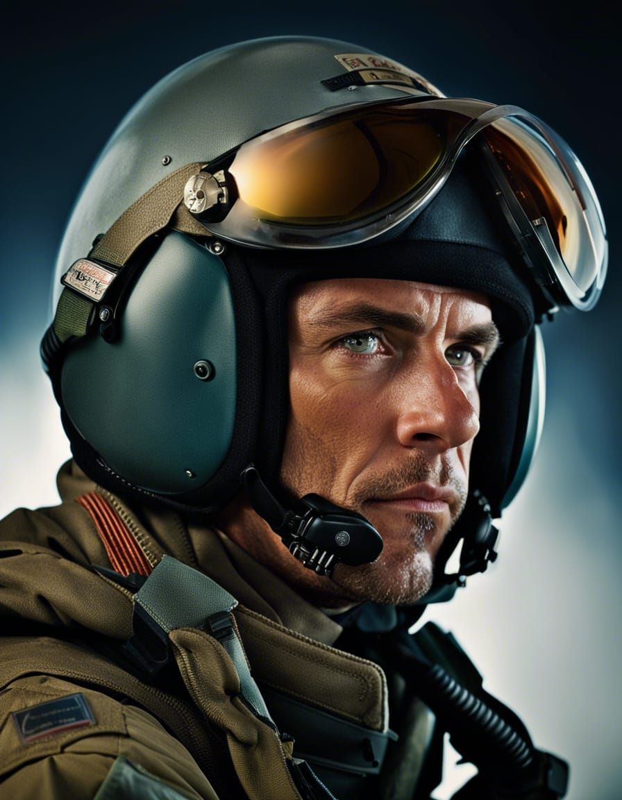 Fighter Pilot Portrait with Bokeh and Studio Lighting