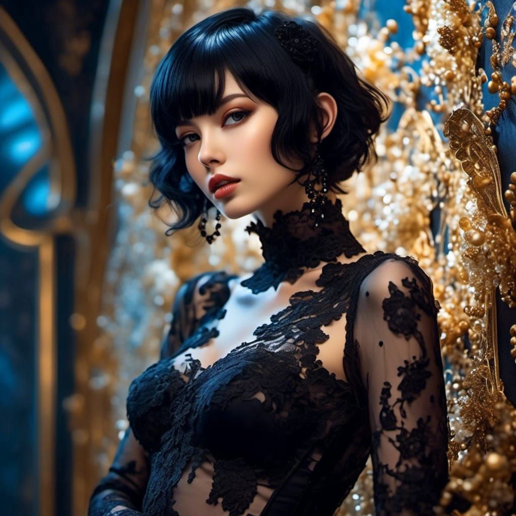 Gothic Portrait of Russian Woman in Latex Lingerie