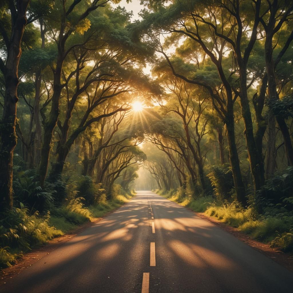 Dramatic Sunset Over Lush Digital Landscape