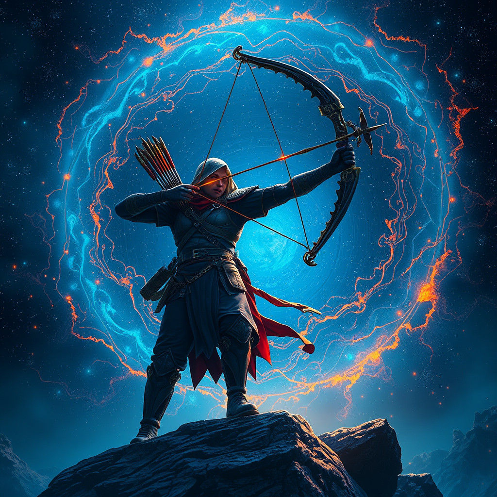 Sagittarius Archer in Starry Night Sky, Digital Art