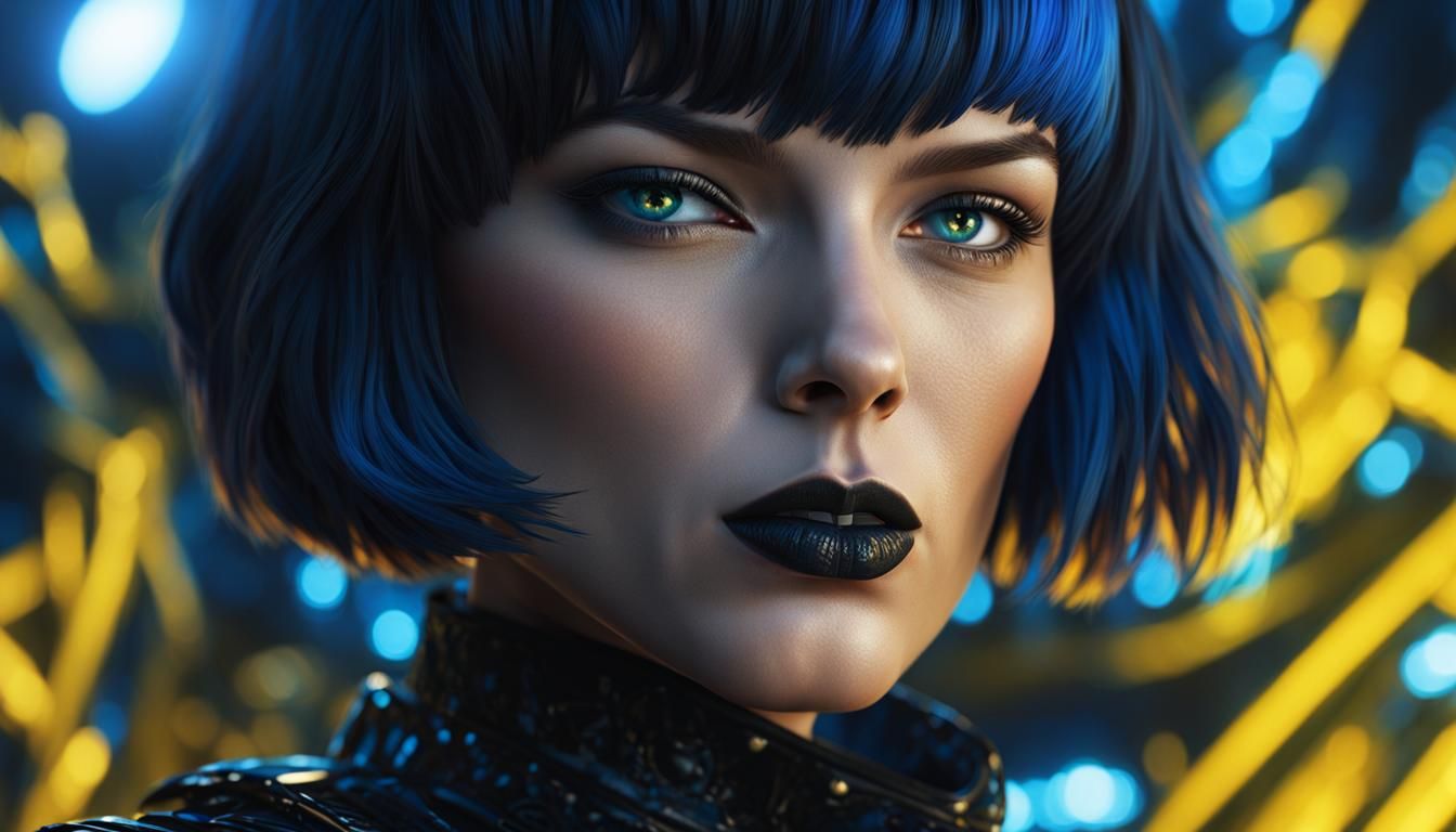 Milla Jovovich Portrait with Cyberpunk Elements