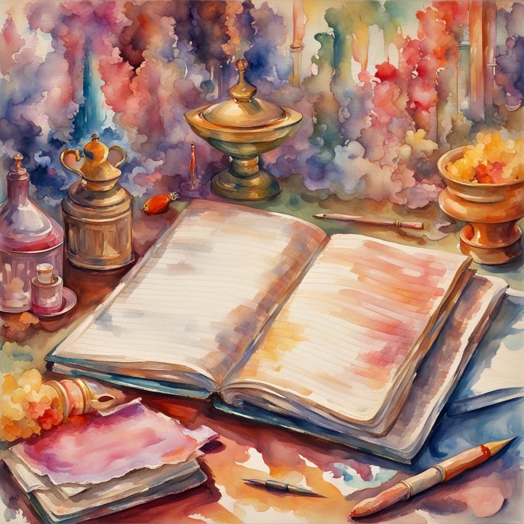 Carnival Notebook Page in Gouache Watercolor Style