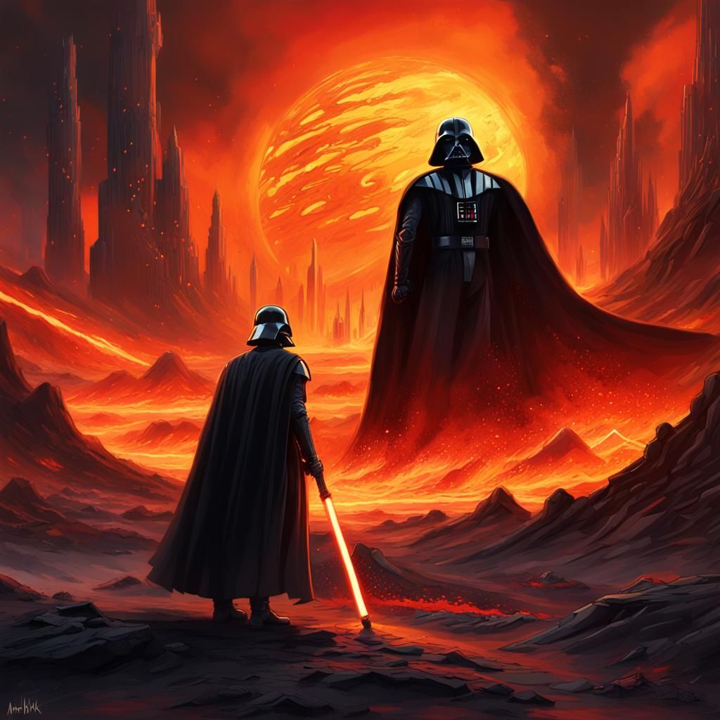 Darth Vader and Anakin on Mustafar: Digital Painting