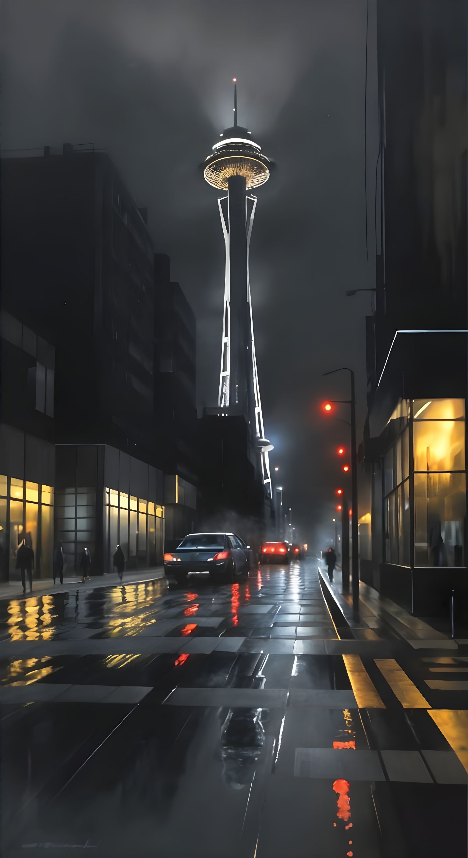 Impressionist Cityscape under Rainy Skies