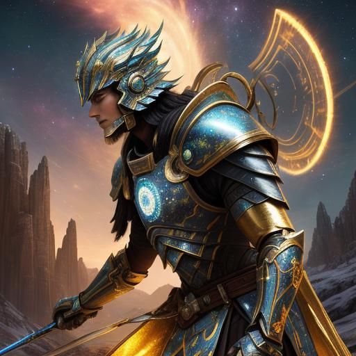 Astral Warrior in Cosmic Starry Realm Digital Art