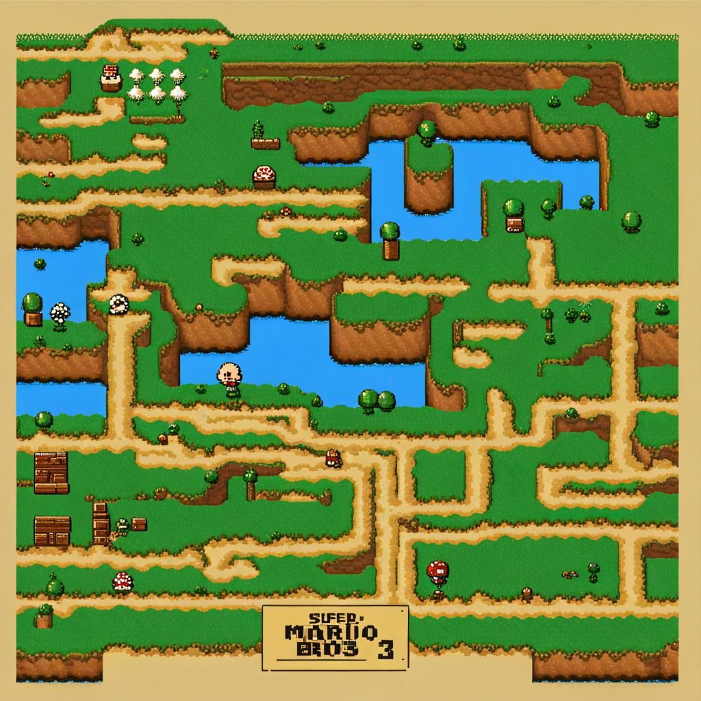 Super Mario Bros 3 Pixel Art World Map