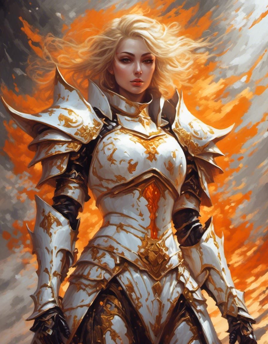 Epic Evil Paladin in Fiery Aetherpunk Dreamscape