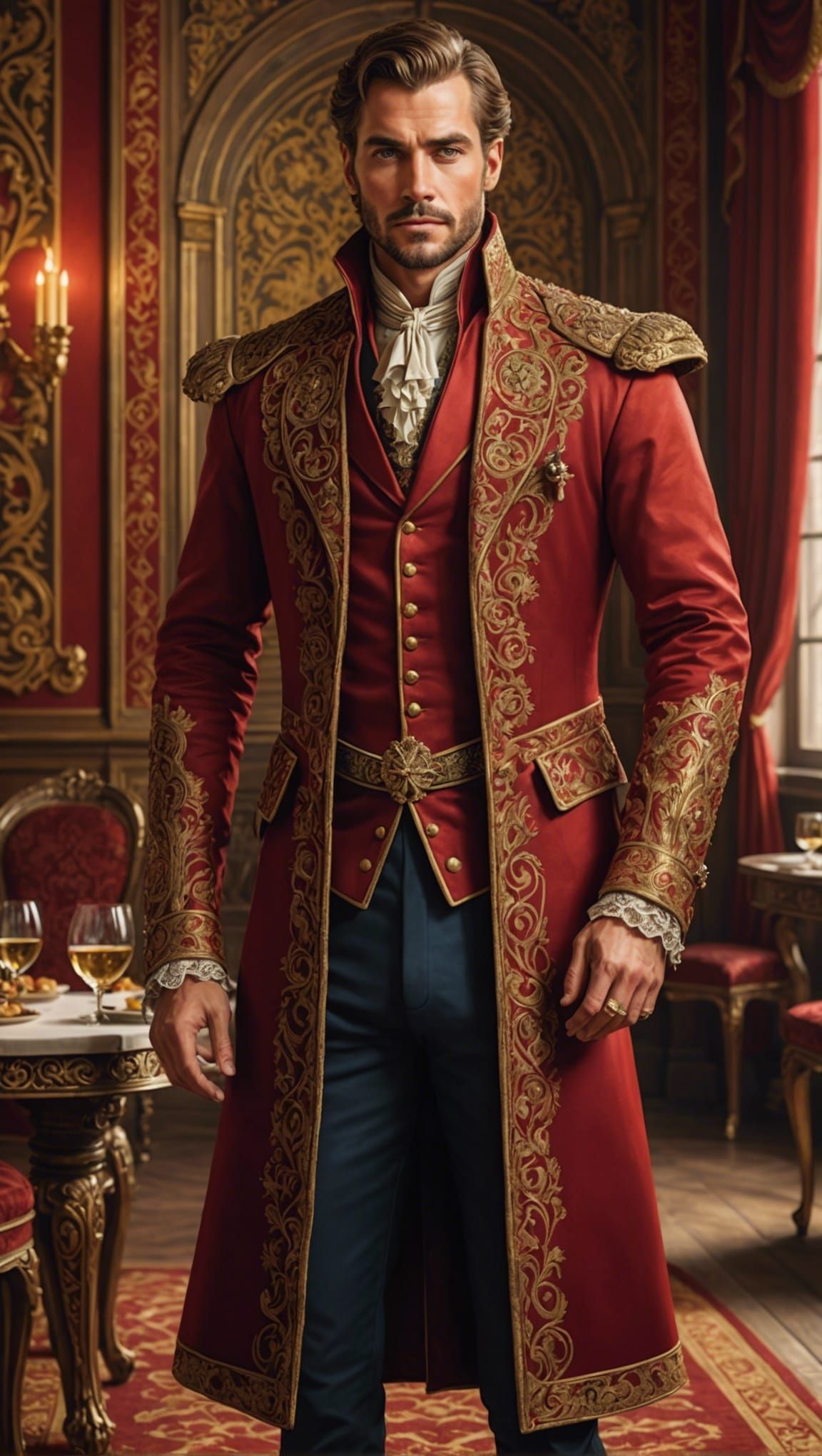 Medieval Baron in Crimson Suit Illustration