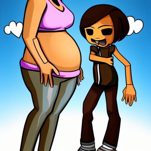 Stylized Pregnant Man in JRPG Art Style