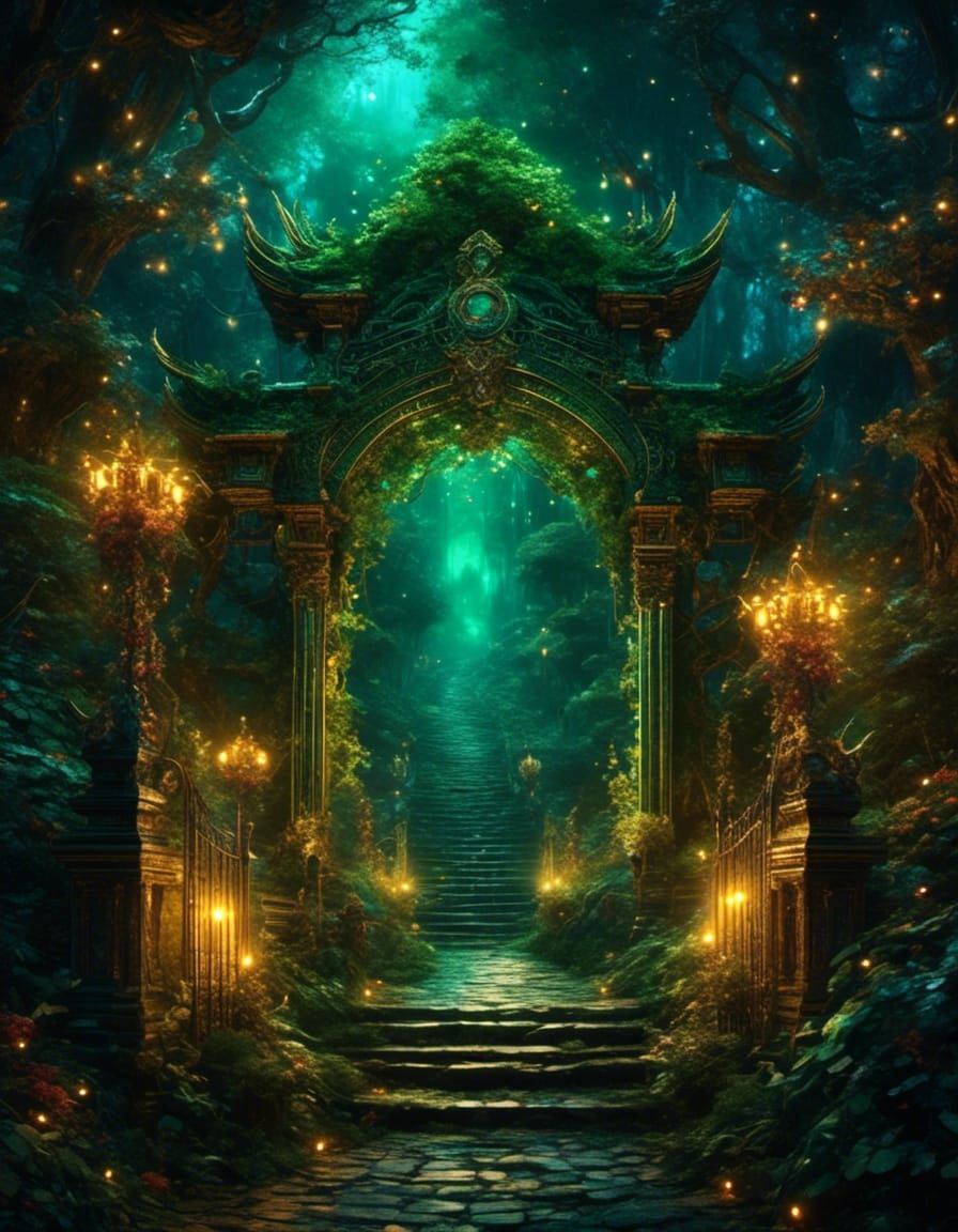 Emerald Passage on Golden Road in Dark Academia Style