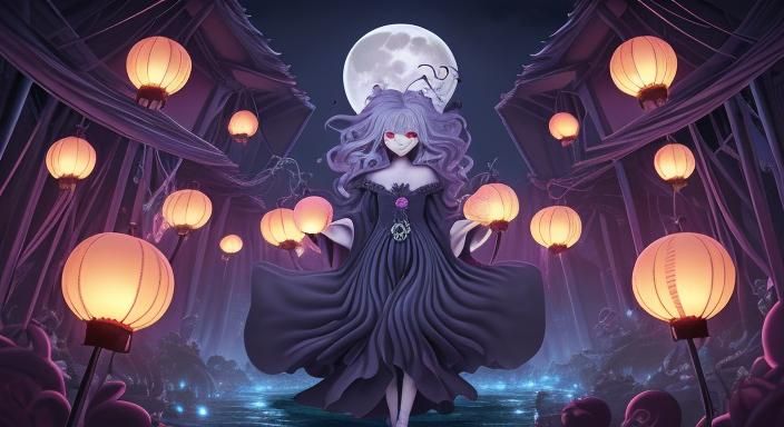 Coven Gathering with Kraken in Anime Style