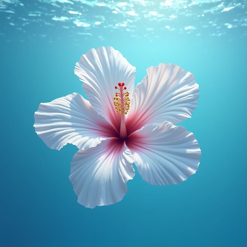 Surreal Hibiscus Blooms in Ethereal Oceanic Dreamscapes