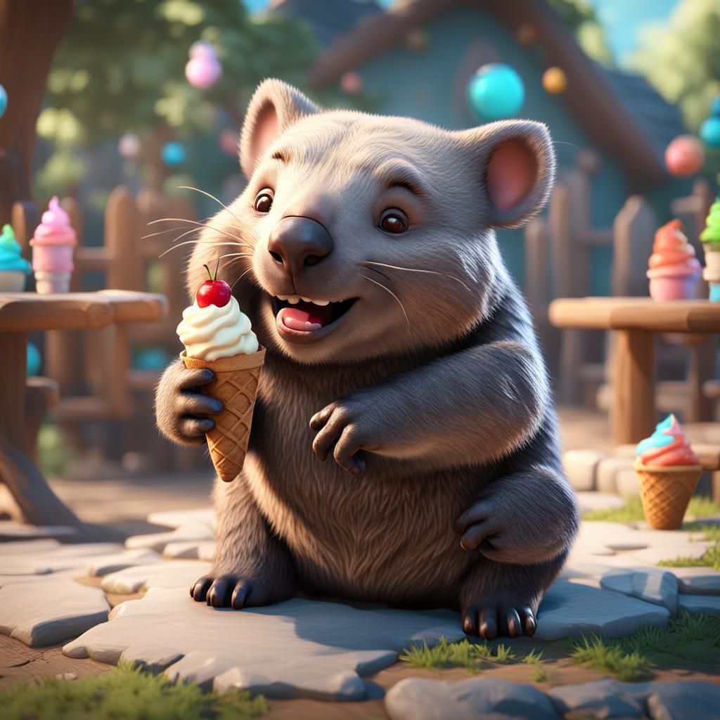 Wombat Eating Ice Cream: 3D Game Cinematic