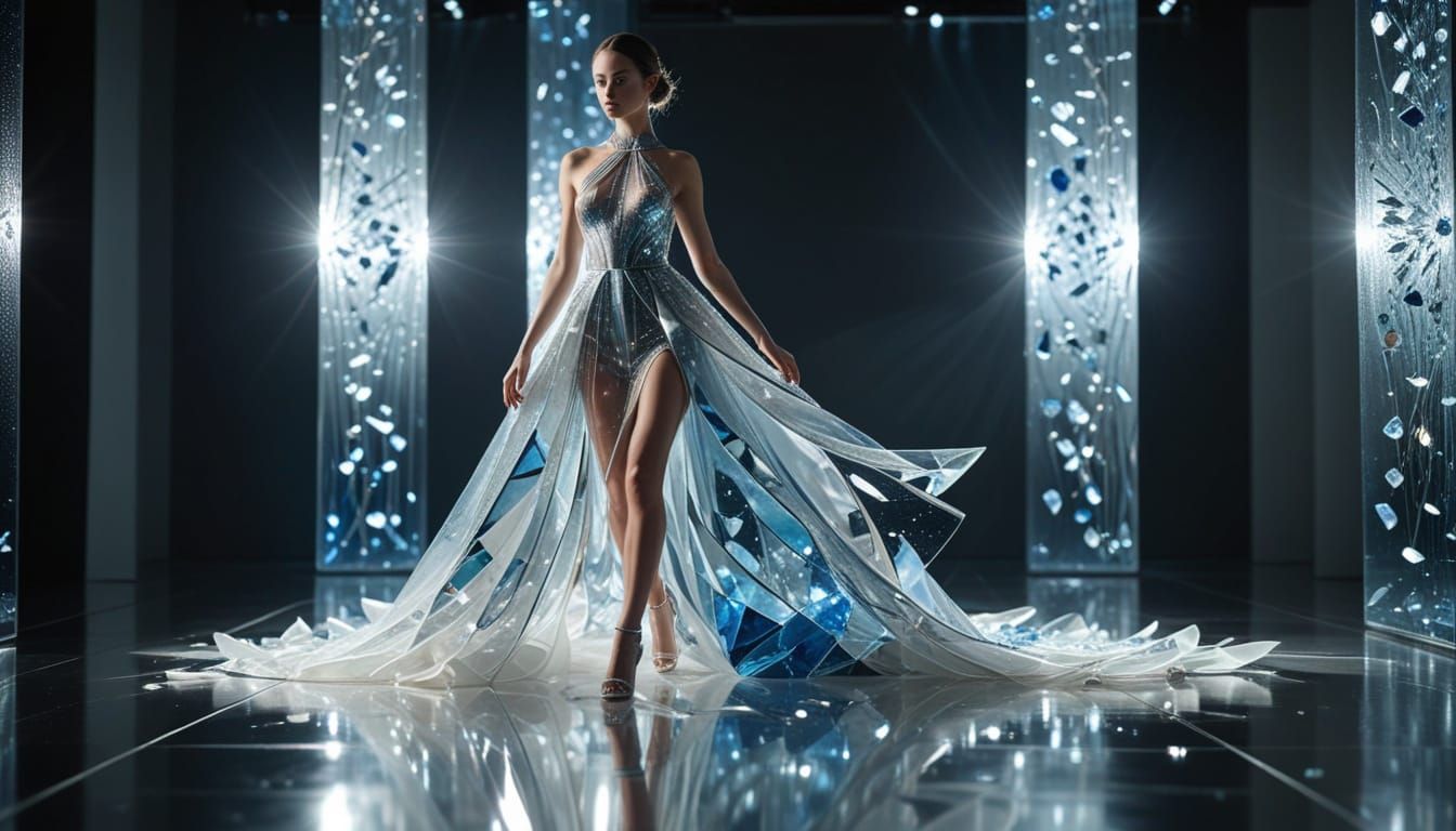 Elegant Glass Dress Fashion Photography