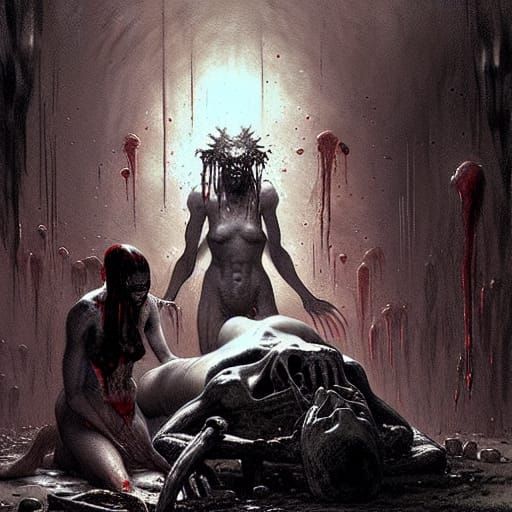 Cybernetic Female Autopsy: A Dark Body Horror Painting