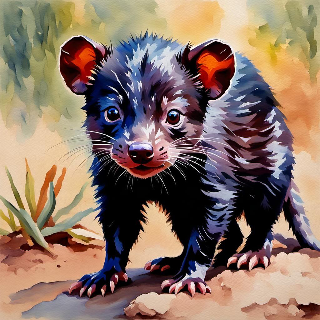 Adorable Tasmanian Devil in Gouache Watercolor