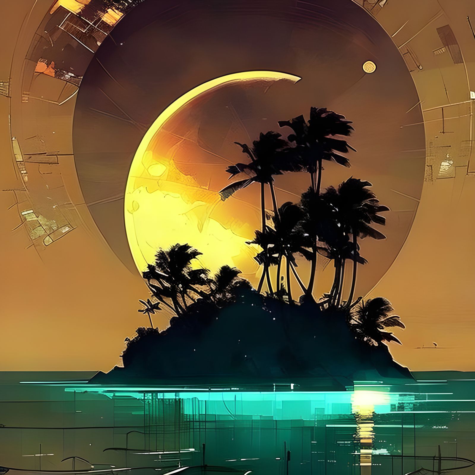 Luminous Moon Reflection in Ocean Waters