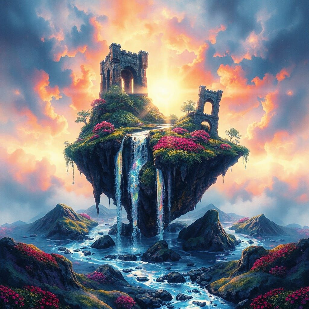 Ethereal Digital Oasis Drifts Across Shifting Pixels