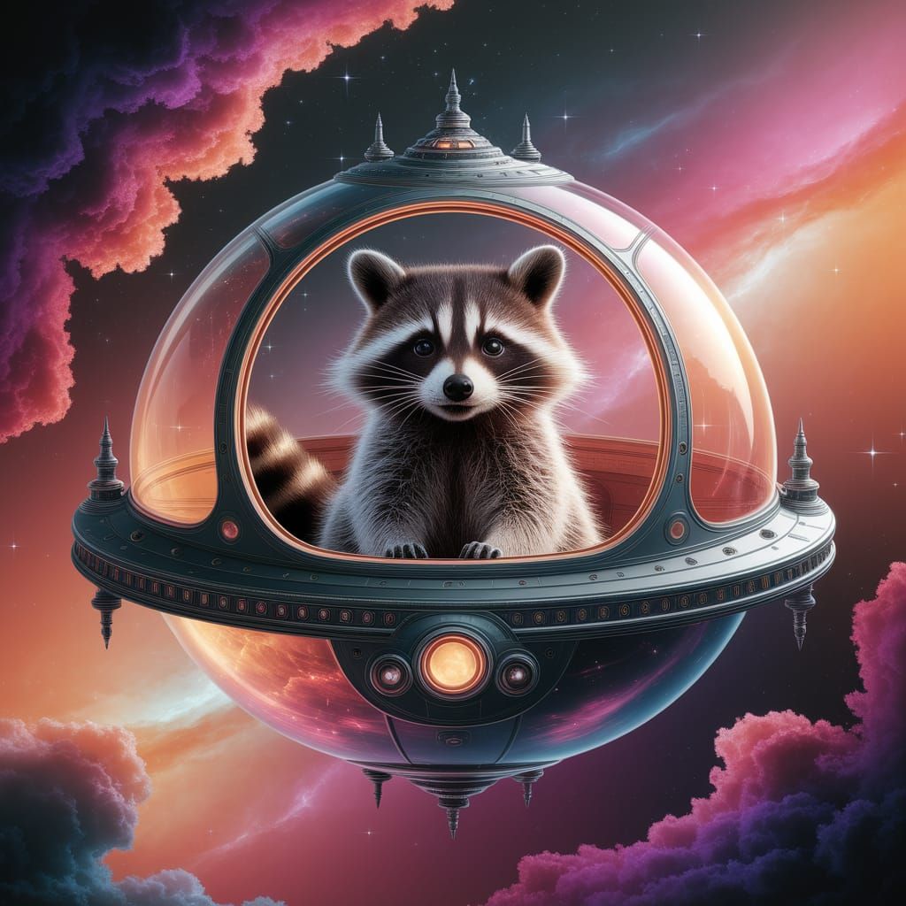 Raccoon in space