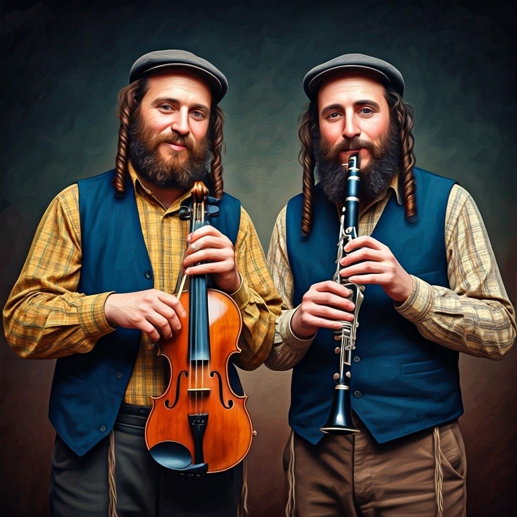 Hasidic Musicians in Impressionist Style