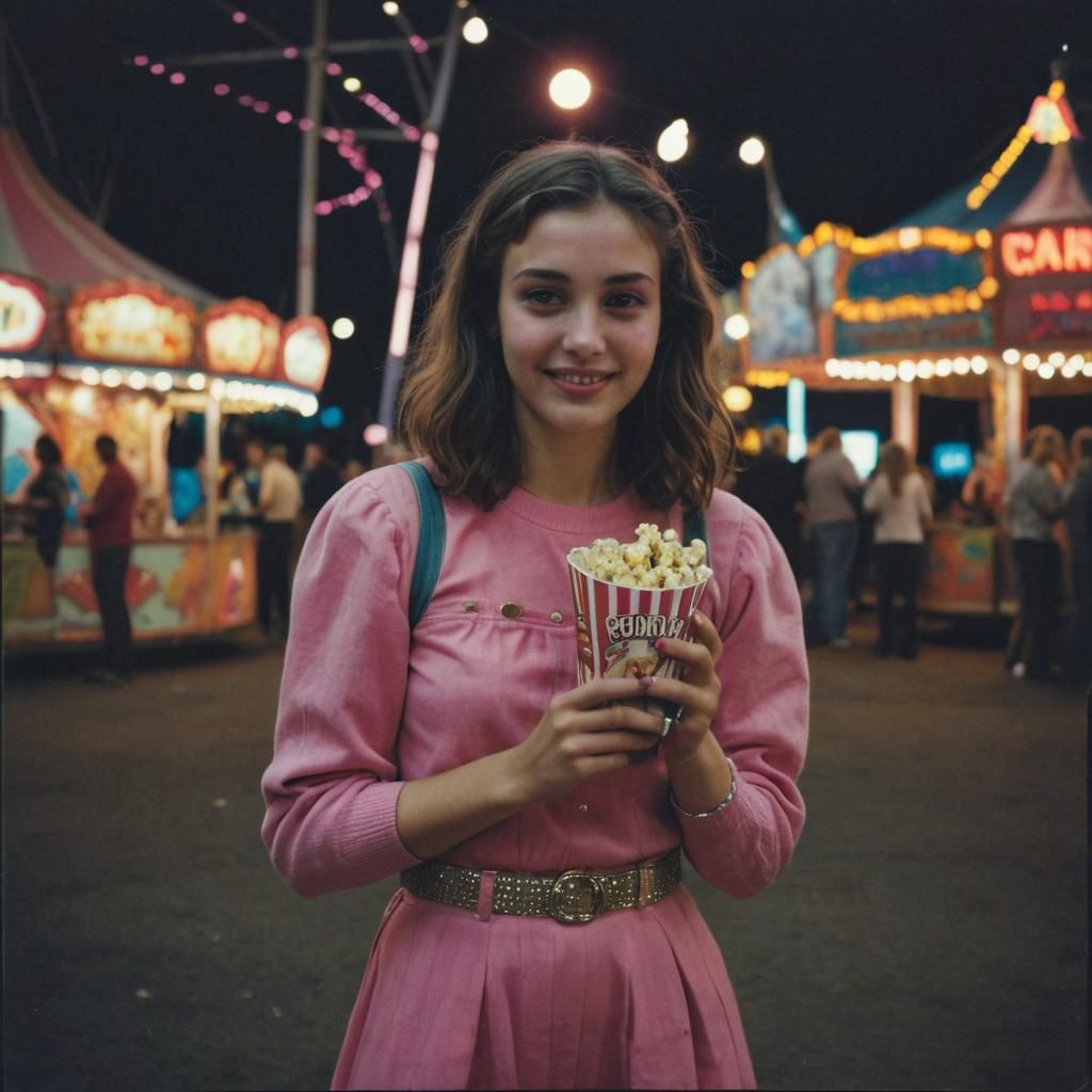 Cyberpunk Skater Girl at Neon Fairground