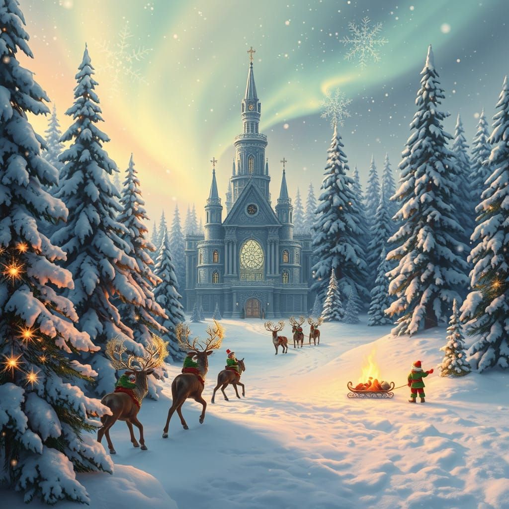 Winter Wonder Realm in Vibrant Impressionist Style