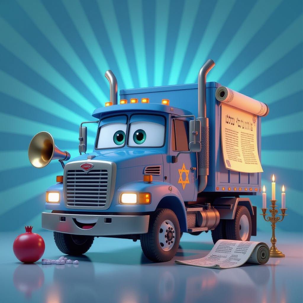 Festive Pixar-Style Truck Celebrates Jewish Holidays