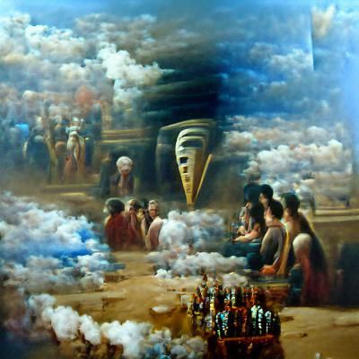 Ancient Egyptians Gathering Under Hidden Face