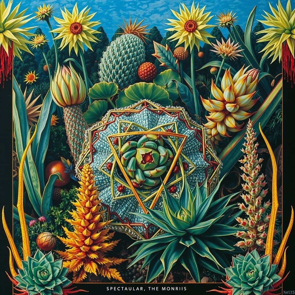 Colorful Fractured Botanical Hyperrealism