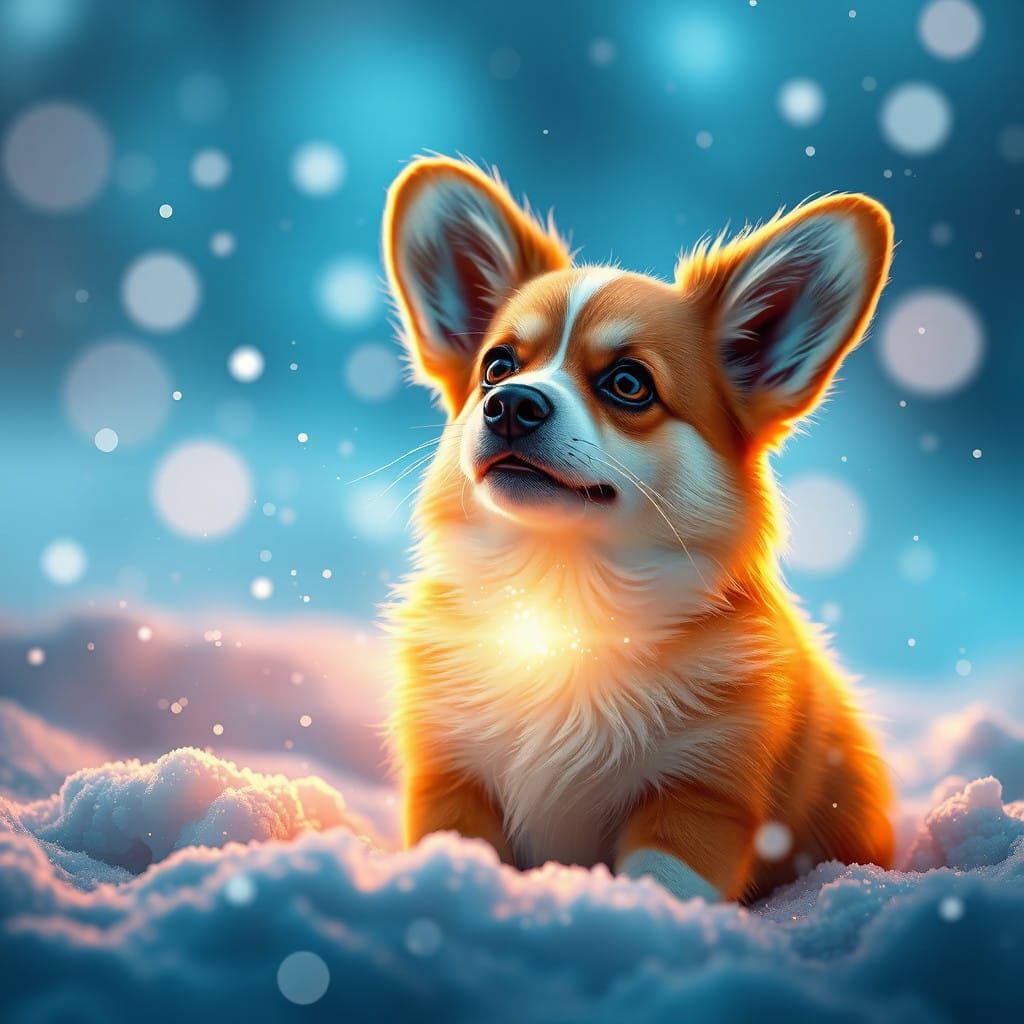 Radiant Corgi in Winter Wonderland