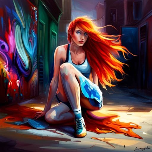 Gorgeous Girl in Graffiti Art Style