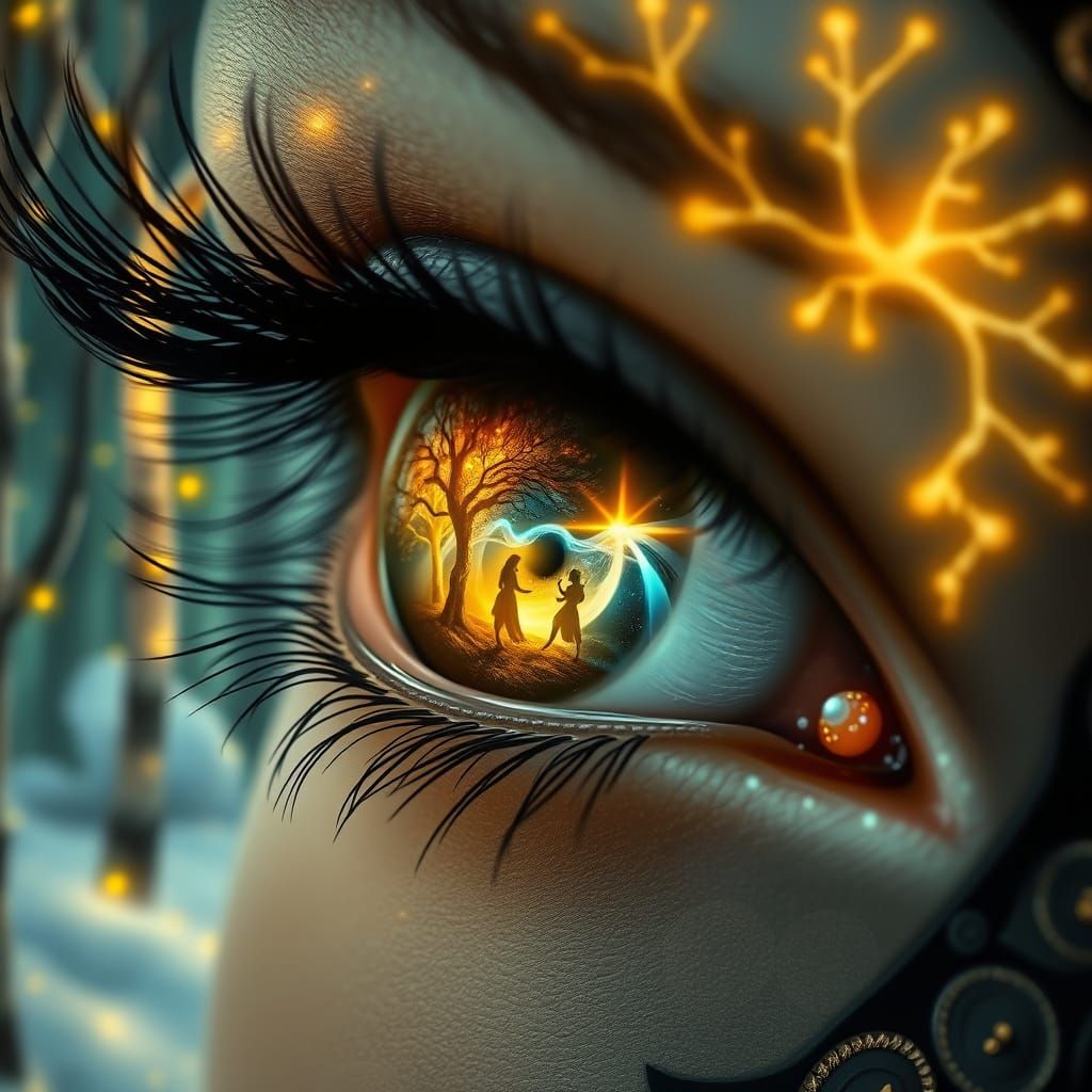 Eye with Aurora Borealis and Celtic Runes