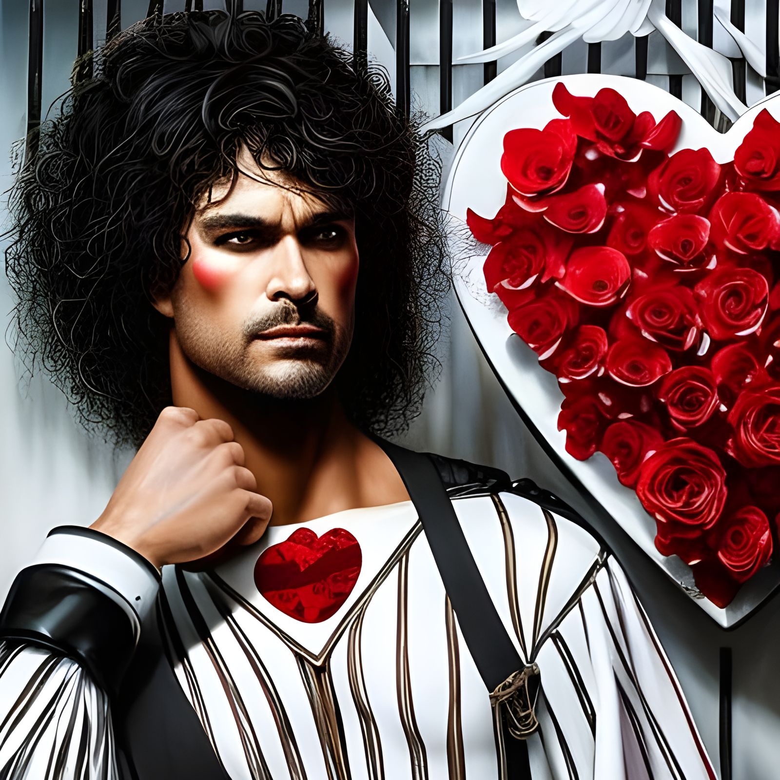 Romantic Prisoner Portrait in Art Nouveau Style